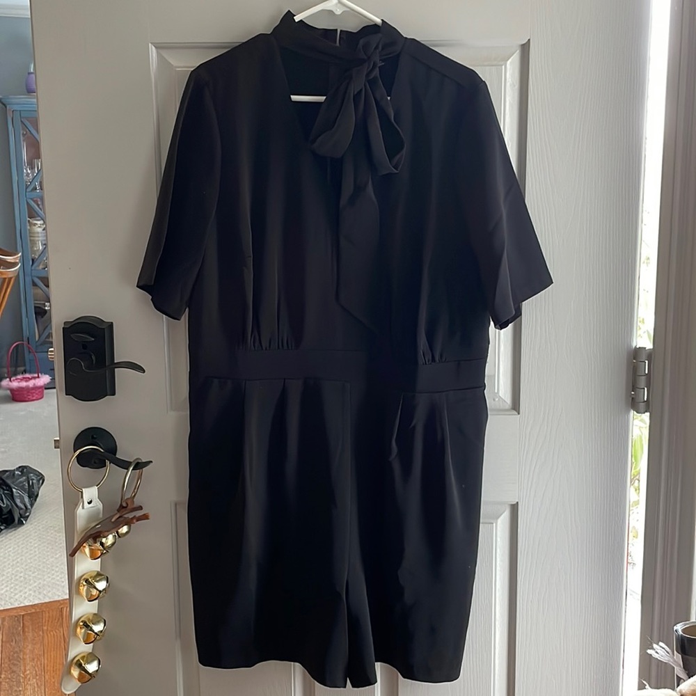 Black Romper w/ Tie Neck